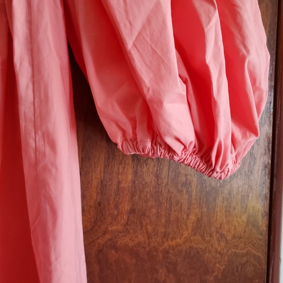 NWT SOKIE COLLECTIVE Puff Sleeve Light Pink Smoked Midi Pleated Dress size M - Picture 15 of 16